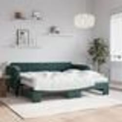 vidaXL Lit de jour avec gigogne et matelas vert foncé 90x200cm velours - 90 x 200 cm