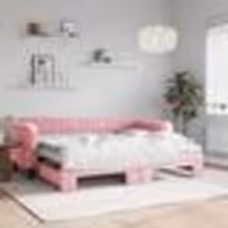 vidaXL Lit de jour avec gigogne et matelas rose 90x200 cm velours - 90 x 200 cm