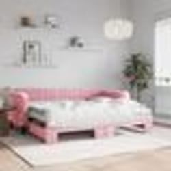 vidaXL Lit de jour avec gigogne et matelas rose 90x200 cm velours - 90 x 200 cm