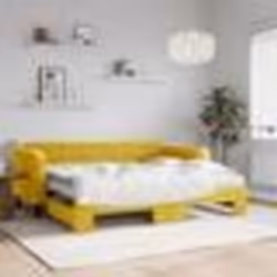 vidaXL Lit de jour avec gigogne et matelas jaune 90x200 cm velours - 90 x 200 cm