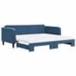 vidaXL Lit de jour avec lit gigogne et matelas bleu 100x200 cm velours - 100 x 200 cm