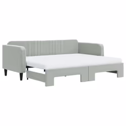 VidaXL 3197094, lit sofa, Gris, mousse, Métal, Polyester, Bois, 2230 mm, 1100 mm