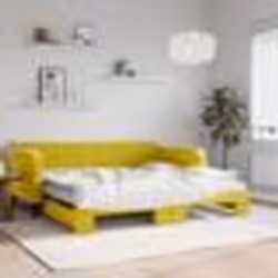 vidaXL Lit de jour avec gigogne et matelas jaune 100x200 cm velours - 100 x 200 cm