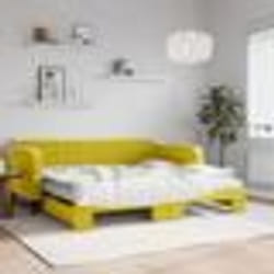 vidaXL Lit de jour avec gigogne et matelas jaune 100x200 cm velours - 100 x 200 cm