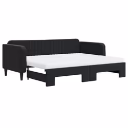 VidaXL 3197102, lit sofa, Noir, mousse, Métal, Polyester, Bois, 2130 mm, 1000 mm