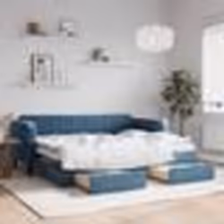 vidaXL Lit de jour avec gigogne et tiroirs sans matelas bleu 80x200 cm - 80 x 200 cm