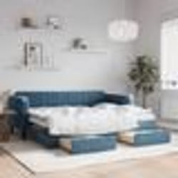 vidaXL Lit de jour avec gigogne et tiroirs sans matelas bleu 80x200 cm - 80 x 200 cm