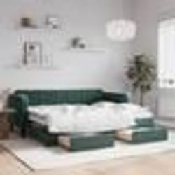 vidaXL Lit de jour avec gigogne et tiroirs vert foncé 80x200cm velours 3197106