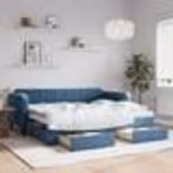 vidaXL Lit de jour avec gigogne et tiroirs sans matelas bleu 90x200 cm - 90 x 200 cm