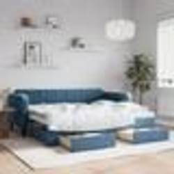 vidaXL Lit de jour avec gigogne et tiroirs sans matelas bleu 90x200 cm - 90 x 200 cm