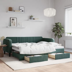 Vidaxl - Lit de jour avec gigogne et tiroirs vert foncé 90x200cm velours