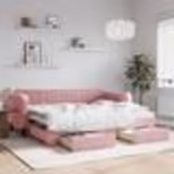 vidaXL Lit de jour avec gigogne et tiroirs sans matelas rose 90x200 cm - 90 x 200 cm