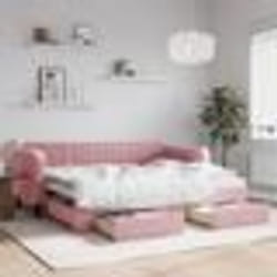 vidaXL Lit de jour avec gigogne et tiroirs sans matelas rose 90x200 cm - 90 x 200 cm