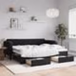 vidaXL Lit de jour avec gigogne et tiroirs sans matelas noir 90x200 cm - 90 x 200 cm