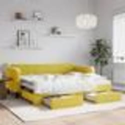 vidaXL Lit de jour avec gigogne et tiroirs jaune 90x200 cm velours - 90 x 200 cm
