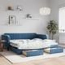 vidaXL Lit de jour avec gigogne et tiroirs sans matelas bleu 100x200cm - 100 x 200 cm