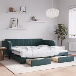 vidaXL Lit de jour avec gigogne et tiroirs sans matelas 100x200 cm - 100 x 200 cm