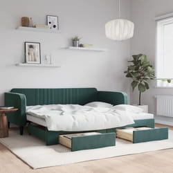 vidaXL Lit de jour avec gigogne et tiroirs sans matelas 100x200 cm - 100 x 200 cm
