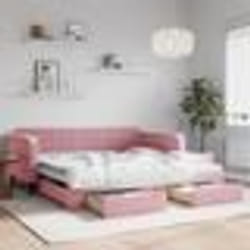 vidaXL Lit de jour avec gigogne et tiroirs rose 100x200 cm velours - 100 x 200 cm