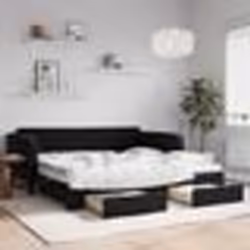 vidaXL Lit de jour avec gigogne et tiroirs sans matelas noir 100x200cm - 100 x 200 cm