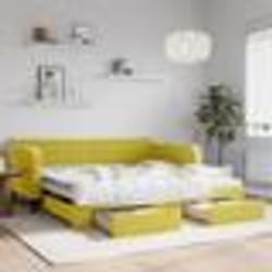 vidaXL Lit de jour avec gigogne et tiroirs jaune 100x200 cm velours - 100 x 200 cm