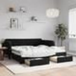 vidaXL Lit de jour avec gigogne et tiroirs noir 90x190 cm velours - 90 x 190 cm