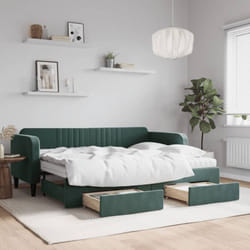 Vidaxl - Lit De Jour Avec Gigogne Et Tiroirs Vert Foncé 80x200cm Velours