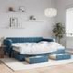 vidaXL Lit de jour avec gigogne et tiroirs bleu 90x200 cm velours - 90 x 200 cm