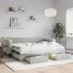 vidaXL Lit de jour avec gigogne et tiroirs gris clair 90x200cm velours - 90 x 200 cm