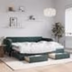 vidaXL Lit de jour avec gigogne et tiroirs vert foncé 90x200cm velours - 90 x 200 cm