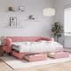 vidaXL Lit de jour avec gigogne et tiroirs rose 90x200 cm velours - 90 x 200 cm