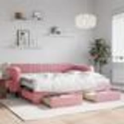 vidaXL Lit de jour avec gigogne et tiroirs rose 90x200 cm velours - 90 x 200 cm