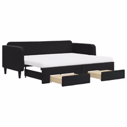 VidaXL 3197139, lit sofa, Noir, mousse, Métal, Polyester, Bois, 2230 mm, 1000 mm