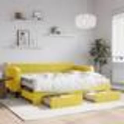 vidaXL Lit de jour avec gigogne et tiroirs jaune 90x200 cm velours - 90 x 200 cm