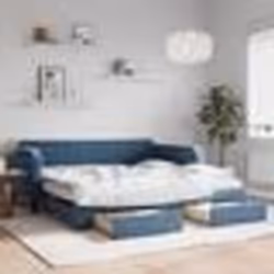 vidaXL Lit de jour avec gigogne et tiroirs bleu 100x200 cm velours - 100 x 200 cm