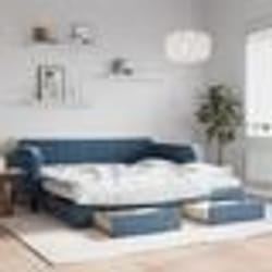 vidaXL Lit de jour avec gigogne et tiroirs bleu 100x200 cm velours - 100 x 200 cm
