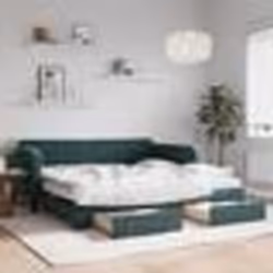vidaXL Lit de jour et gigogne et tiroirs vert foncé 100x200 cm velours - 100 x 200 cm