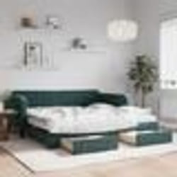 vidaXL Lit de jour et gigogne et tiroirs vert foncé 100x200 cm velours - 100 x 200 cm