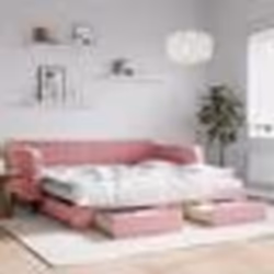 vidaXL Lit de jour avec gigogne et tiroirs rose 100x200 cm velours - 100 x 200 cm