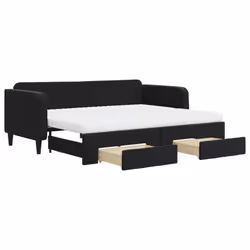 VidaXL 3197146, lit sofa, Noir, mousse, Métal, Polyester, Bois, 2230 mm, 1100 mm