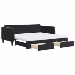 VidaXL 3197150, lit sofa, Noir, mousse, Métal, Polyester, Bois, 2130 mm, 1000 mm