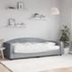 vidaXL Lit de jour avec matelas gris clair 90x200 cm tissu - 90 x 200 cm
