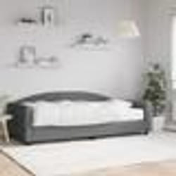 vidaXL Lit de jour avec matelas gris foncé 100x200 cm tissu - 100 x 200 cm
