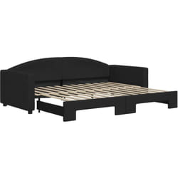 Lit de jour avec lit gigogne noir 90x200 cm tissu