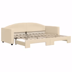 VidaXL 3197192, lit sofa, Crème, mousse, Métal, Polyester, Bois, 2230 mm, 1000 mm