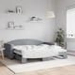 vidaXL Lit de jour avec lit gigogne gris clair 90x190 cm tissu - 90 x 190 cm