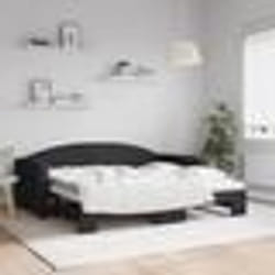 vidaXL Lit de jour avec lit gigogne noir 90x190 cm tissu - 180 x 200 cm