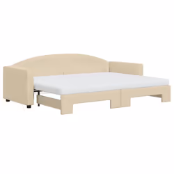 VidaXL 3197205, lit sofa, Crème, mousse, Métal, Polyester, Bois, 2230 mm, 900 mm