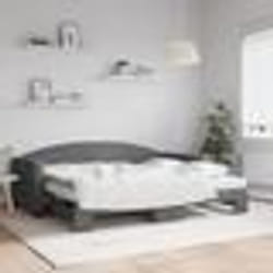 vidaXL Lit de jour avec gigogne et matelas gris foncé 90x200 cm tissu - 90 x 200 cm