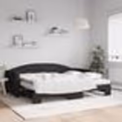 vidaXL Lit de jour avec gigogne et matelas noir 90x200 cm tissu - 90 x 200 cm